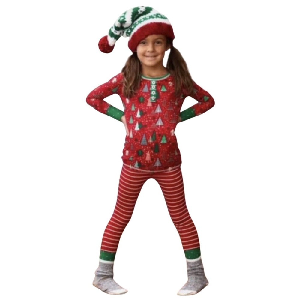 Matilda Jane Kids Christmas Tree Pajama Set Size 10 Red Green Stripe Holiday
